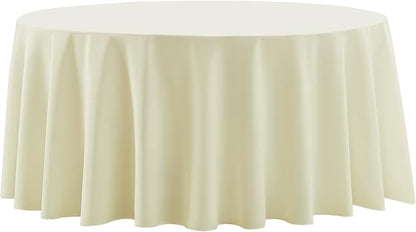 Round Tablecloth 2 Pack 90 Inch Ivory Tablecloths Washable Decorative Linen Polyester Table Clothes Cover for Dining Table Banquets Buffet Parties and Wedding