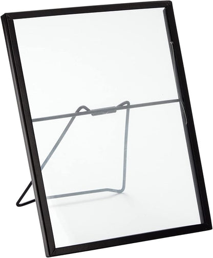 Juvale Wedding Floating Glass Picture Frames - 8-Pack, Black, 6.9" x 8.9", for 5" x 7" Photos - Hanging Picture Frames & Table Number Display - Double-Sided Glass & Easel Back