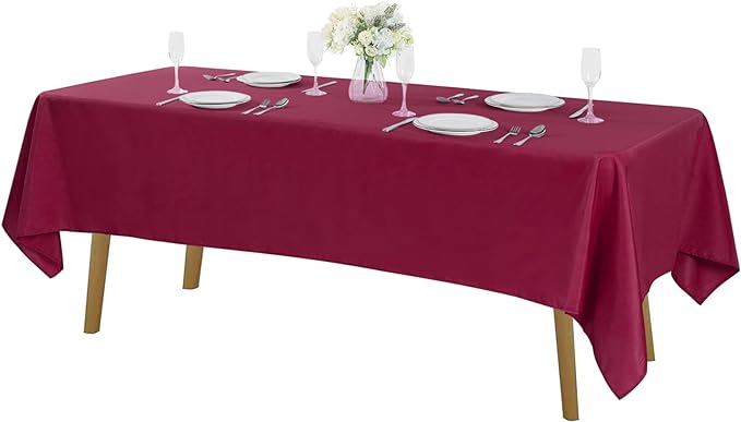 Rectangle Tablecloth 60x102 inch Washable Polyester Fabric Table Cloth for Wedding Party Dining Banquet Decoration（60x102, Burgundy）