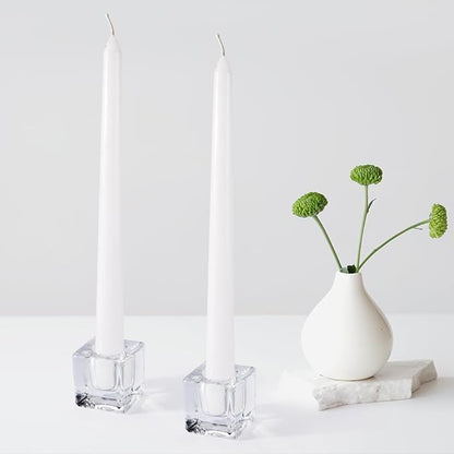 Glass Taper Candles Holders Bulk, Set of 24 Clear Glass Candlestick Holders for Christmas Festival Dinning Table