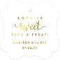 Andaz Press Personalized Fancy Frame Square Wedding Gift Tags, Metallic Gold Ink, Love is Sweet Take a Treat, 24-Pack, Custom Made Any Name, Gold Party Supplies