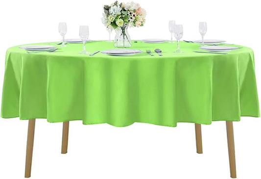 90 inch Round Tablecloth Washable Polyester Table Cloth Decorative Table Cover for Wedding Party Dining Banquet（90 inch,Apple Green）