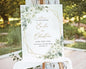 White Floral Wedding Welcome Sign Template, Sage Gold Reception Decor Sign, Printable Elegant Greenery Flower Garden Large Sign