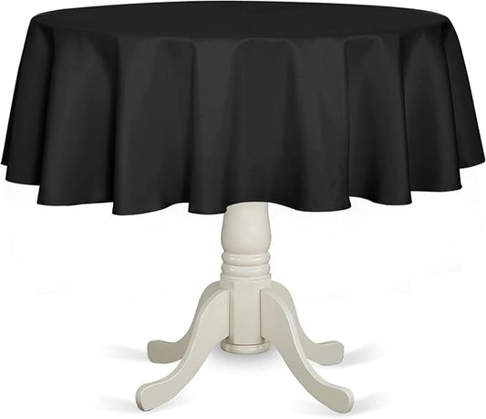 Fitable Black Round Tablecloth 70 inch, Stain and Wrinkle Resistant Washable Polyester Table Cloth for Dining Buffet Parties and Camping