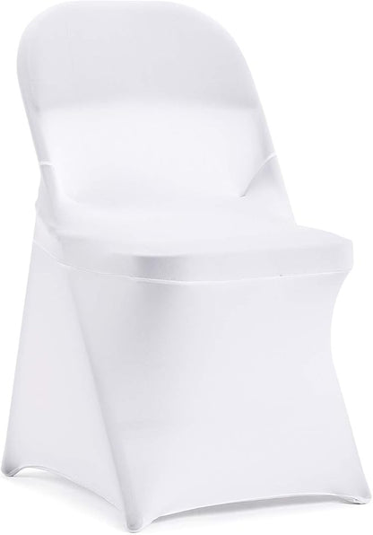 Peomeise Stretch Spandex Folding Chair Cover for Wedding Party Dining Banquet Event (White,6pcs)