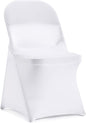 Peomeise Stretch Spandex Folding Chair Cover for Wedding Party Dining Banquet Event (White,6pcs)