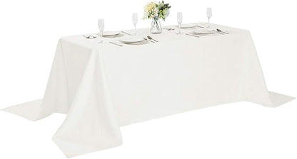 Rectangle Tablecloth 90x156 inch Washable Polyester Fabric Table Cloth for Wedding Party Dining Banquet Decoration（90x156, Ivory）