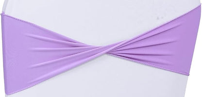 MDS Pack of 200 Spandex Chair Sashes Bows Elastic Stretch Dining Chair Bands Ties Without Slider Buckle Universal fits for Wedding Baby Shower Birthday Party Banquet Event Decoration - Lavender