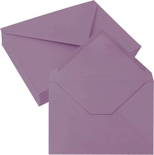 50 Pack 4x6 Envelopes Letter Size, Purple A4 Envelopes Self Seal for Wedding Invitation, Envelope 4.3x6.3 for Greeting Cards, Photos, Baby Shower, Graduation, Thank You Cards, Announcements