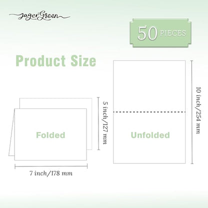 50 Pack 5x7 Birthday Cards, White Blank Happy Birthday Cards Bulk, Thick Folded Heavy Card Stock Paper for Greeting Cards, Thank You Notes, Envelopes, Card Making Supplies (Cards Only)