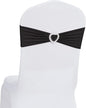 Howhic Pack of 30 Spandex Chair Sashes Bows Stretch Chair Cover Band with Buckle Slider Universal Elastic Chair Ties for Wedding Banquet Party Event Decoration (Black)