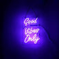 LiQi ™ GOOD VIBES ONLY Real Glass Handmade Neon Wall Signs for Home Decor Wall Light Room Decor Home Bedroom Girls Pub Hotel Beach Cocktail Recreational wedding vibes signs （14" x 8",Purple）