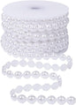 10mm Pearl Garland Half-Round 11 Yards Flat Craft Pearls Bead String Roll Strand for Wedding Party Christmas Tree Decoration (White)