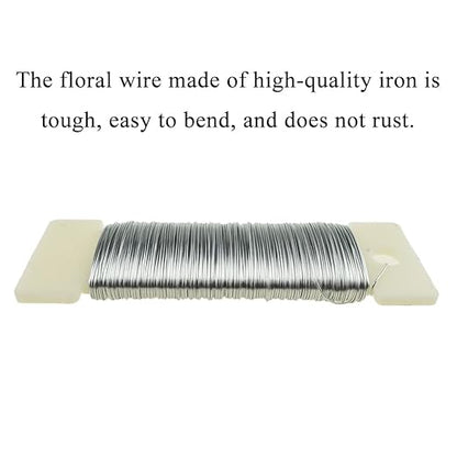 HAHIYO 26Gauge Silver Wire - 1 Roll, 38 Yards (115 Feet) Flexible Floral Wire for Crafts, Christmas Wreaths, Tree & Flower Arrangement, Wedding DIY