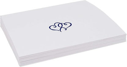 Linked Hearts Place Cards, Navy (Choose Color), Set of 60, Pre-cut and Scored - Wedding, Party, Dinner, and Special Events - Made in the USA