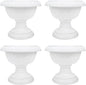 4pcs Mini Roman Style Flower Pots, Plastic Wedding Flower Containers, Decorative Pedestal Planters for Home, White, 6.29 x 6.29 x 5.51 Inch