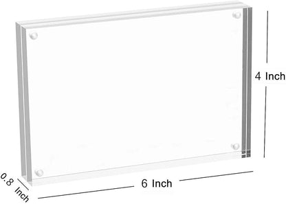 Magicool Premium Acrylic Photo Frame--- Magnet Photo Frame -Double Sied Thick Desktop Frames (4x6 6 pack)