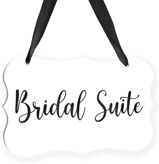 Acrylic Wedding Sign, Ring Bearer Sign, Bridal Suite Decorations, for Rustic Wedding Decor Signs, Acrylic Hanging Signs With Ribbon for Chairs Weddings Reception Decorations and Event Party (White)