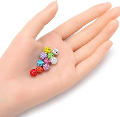 100pcs Adabele Grade A Suncatcher Crystal Rhinestone Pave Loose Beads 8mm Clear AB Polymer Clay Disco Ball Spacers Compatible with Shamballa All Craft Jewelry Making DB8-2