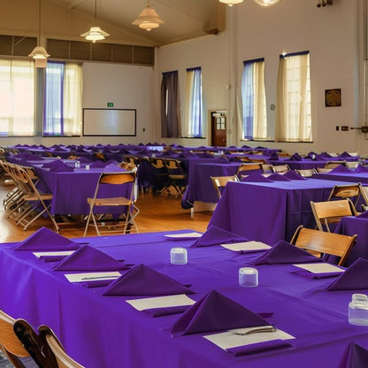 Purple Plastic Table Cover Roll - 54IN x 100FT, Table Cloth for Rectangle Table with Slide Cutter, Plastic Table Cloth Disposable with Cut-to-Size Design for Weddings, Banquets, Parties