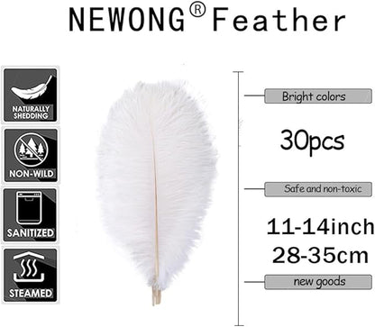 NEWONG 30pcs Blue Purple Ostrich Feathers Natural Bulk 11-14inch(28-35cm) Vase Craft Wedding Home Party Centerpieces Christmas Day Decoration