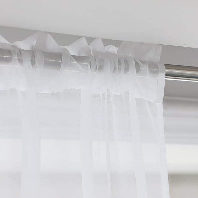 Window Ivory Sheer Curtains 48 x 72 Inches 2 Panels - Clear Basic Rod Pocket Panel for Home, Living Room, Bedroom, Kids Room