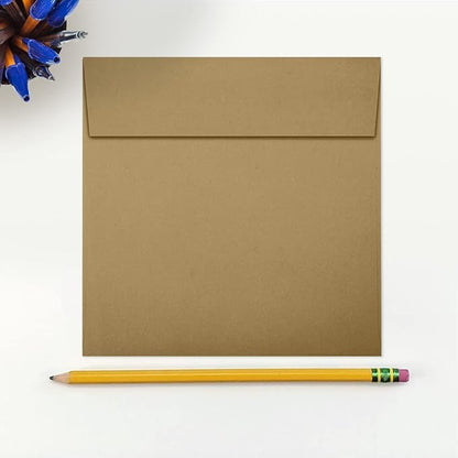LUXPaper Square Invitation Envelopes | Peel & Press | 5 3/4" x 5 3/4" | Grocery Bag Brown | 70lb. Text | 50 Qty