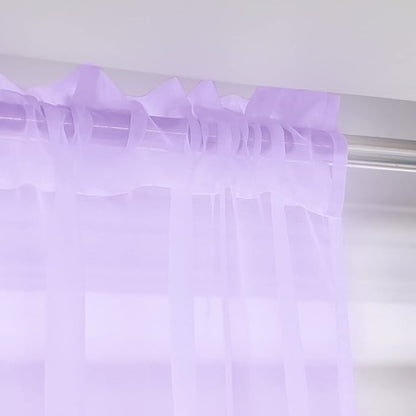 Purple Sheer Curtains 60 Inches Width 95 Inches Long 2 Panels Clear Basic Rod Pocket for Home Living Room Bedroom Kids Room Yard Patio Parlor Sliding Window