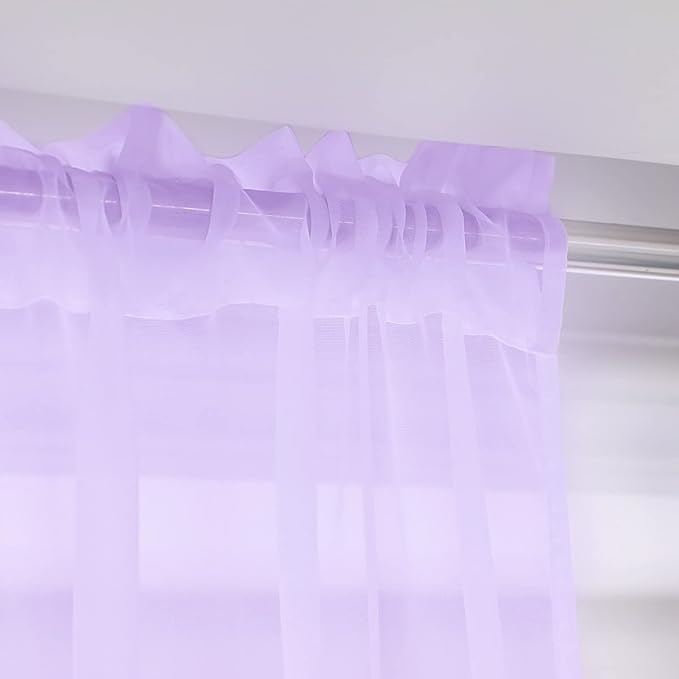 Purple Sheer Curtains 60 Inches Width 72 Inches Long 2 Panels Clear Basic Rod Pocket Panel for Home Living Room Bedroom Kids Room Yard Patio Parlor Sliding Window
