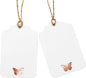 100Pcs Blank Gift Tags with String, Foil Rose Gold Butterfly Large Gift Tags with 65 Ft Jute Twine Cute Tags White Paper Gift Tag for Birthday Baby Shower Wedding Spring Summer Gift Wrap Tag