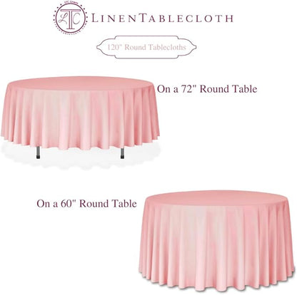 LTC LINENS 5 Pack 120 Inch Round Tablecloth Beige - Bulk for 60 Inch Round Table Floor Length - Wrinkle Resistant Polyester Fabric Cloth for Wedding
