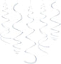 White Party Hanging Swirl Decorations Plastic Streamer for Ceiling, Pack of 28