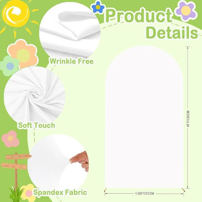 White Arch Cover - 4ft Wedding Arch & Backdrop - Stretchy Spandex Fitted Cover - Chiara Backdrop for Baby Shower & Birthday Decor
