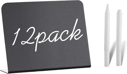12 Pack Mini Chalkboard Signs - 4"x3" for Food, Party, Buffet, Wedding & Bakery