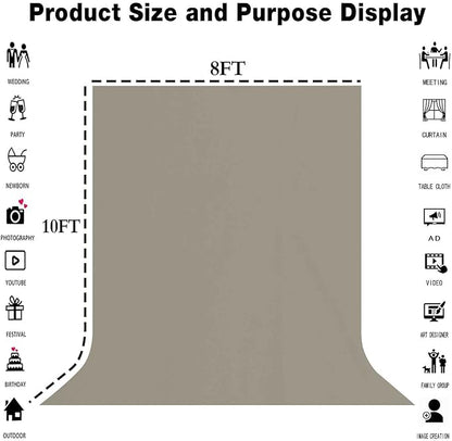 Portrait Backdrop Cloth 8x10FT Gray Screen Backdrop Photo Background, Professional Photography Video Studio Props
