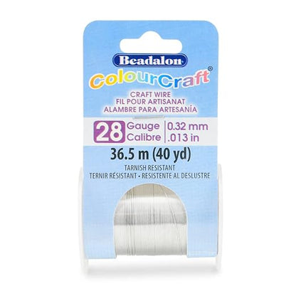 Beadalon ColourCraft Wire, 28 Gauge, Silver Color, 40 yd Spool