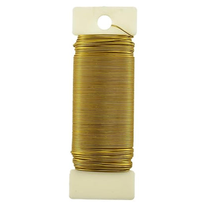 HAHIYO 22Gauge Dark Gold Metal Floral Wire - 1 Roll, 38 Yards (115 Feet) - Flexible Paddle Wire for Craft, Christmas Wreaths, Tree, Flower Arrangement, Bouquet Wrapping, Wedding, DIY