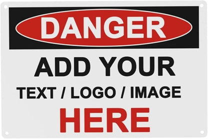 Custom Danger Signs Outdoor Metal - 12 x 8 Personalized Aluminum Caution Signs Rust-Proof Warning Sign Safety Signs for Home Business