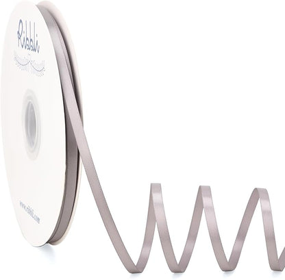 Ribbli Silver Satin Ribbon Double Faced Satin 1/4 Inch x Continuous 100 Yards-Silver Ribbon for Gift Wrapping Crafts Wedding Decoration Bows Bouquet Floral Arrangement