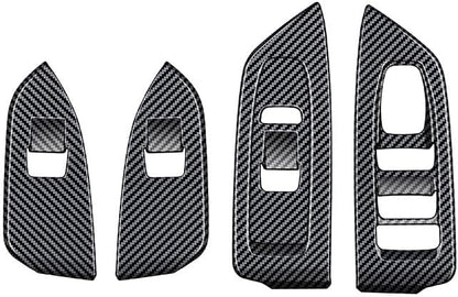 4pcs Carbon Fiber Style Front Rear Doors Window Glass Lift Switch Panel Cover Decorative Sticker Protection Car Interior Accessories for 2025 Subaru Forester KT17