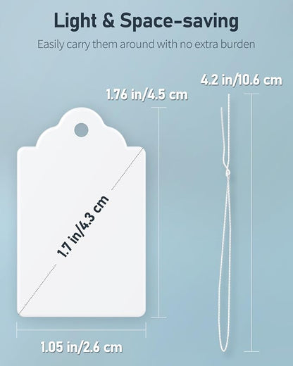 Uniclife 200 Pcs Price Tags 1.8 Inch Writable Price Labels White Price Display Tag for Pricing Clothing Jewelry Gifts Blank Hang Tag Merchandise White Marking Tags with Strings, 1.8" x 1.05"
