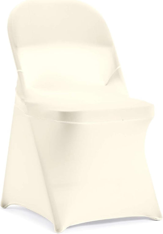 Peomeise Stretch Spandex Folding Chair Cover for Wedding Party Dining Banquet Event (Ivory,6pcs)