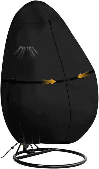Outdoor Egg Chair Cover Waterproof with Zipper, UV Resistant & Windproof All-Weather Hanging Egg Chair Cover, Fade and Tear Resistant Hanging Chair Covers, 91" x 80", Black