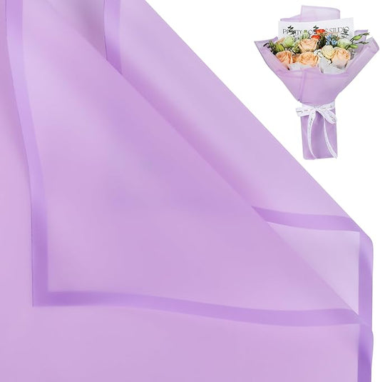 NESCCI 20 Sheet Flower Wrapping Paper - Waterproof Floral Bouquet Wrapping Paper, Florist Supplies Packaging Paper for Wedding Birthday Gift DIY (Translucent Lilac Purple)