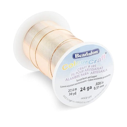 Beadalon ColourCraft Wire, 24 Gauge, Copper Color, 30 yd Spool