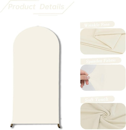 bricia Wedding Arch Backdrop Stand Cover, 6FT Double Sided Stretchy Arch Cover Fitted Wedding Birthday Party Banquet Decoration (Beige 72''Lx31.2''W)