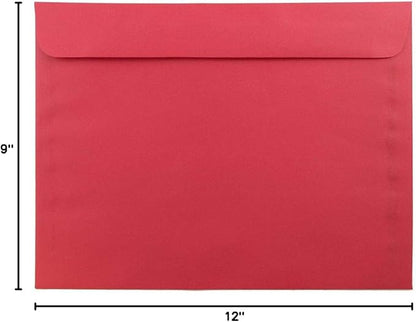 JAM PAPER 9 x 12 Booklet Colored Recycled Envelopes - Red Recycled - 25/Pack