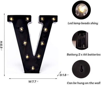 Foaky Black LED Marquee Number Lights Sign Light Up Marquee Number Lights Sign for Night Light Wedding Birthday Party Battery Powered Christmas Lamp Home Bar Decoration