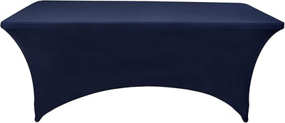 2-Pack 8ft Spandex Table Covers for Rectangle Folding Tables - Washable Elastic Tablecloth - Ultimate Fitted Table Protector for Birthday Parties, Trade Shows, Banquet