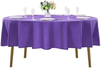 60 inch Round Tablecloth Washable Polyester Table Cloth Decorative Table Cover for Wedding Party Dining Banquet（60 inch,Purple）